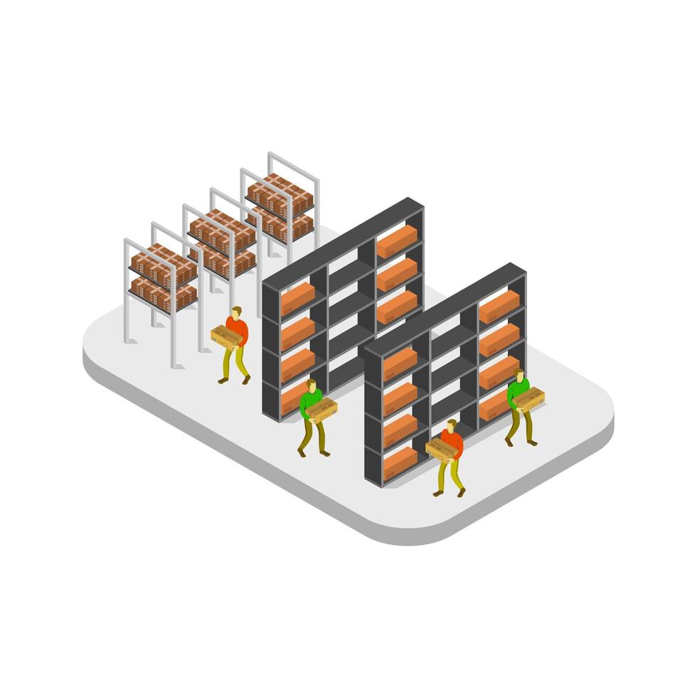 Isometric Warehouse Illustrated On White Background vector