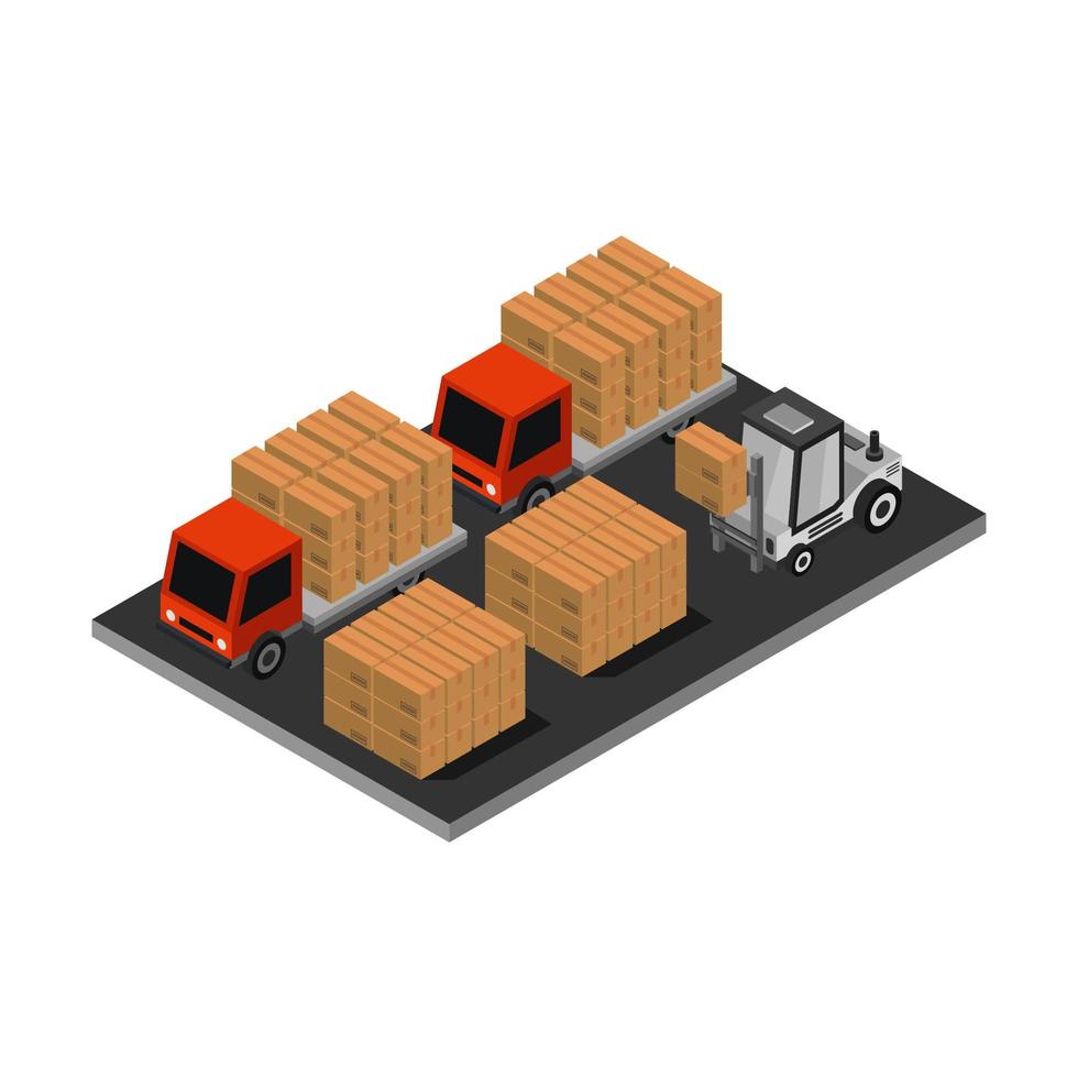 Isometric Warehouse Illustrated On White Background vector