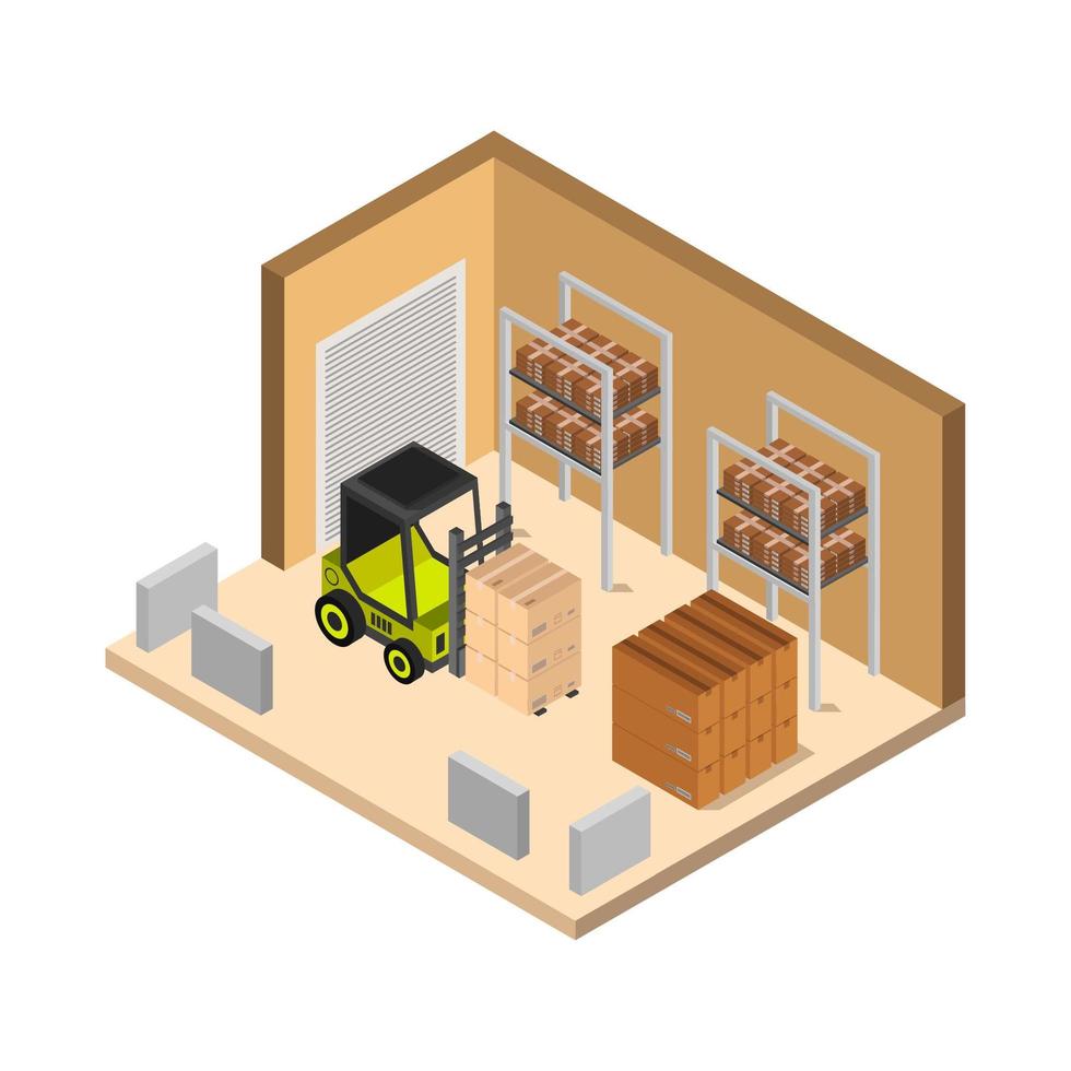 Isometric Warehouse Illustrated On White Background vector