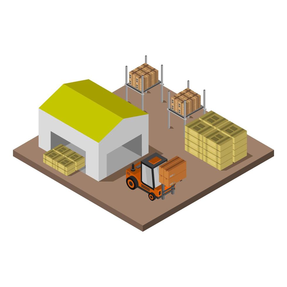 Isometric Warehouse Illustrated On White Background vector