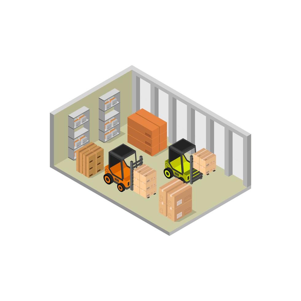 Isometric Warehouse Illustrated On White Background vector