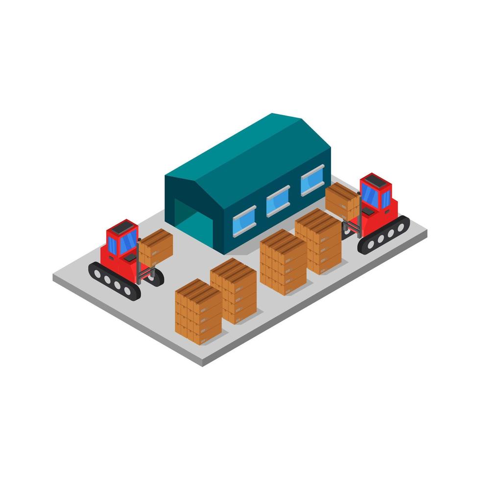 Isometric Warehouse Illustrated On White Background vector