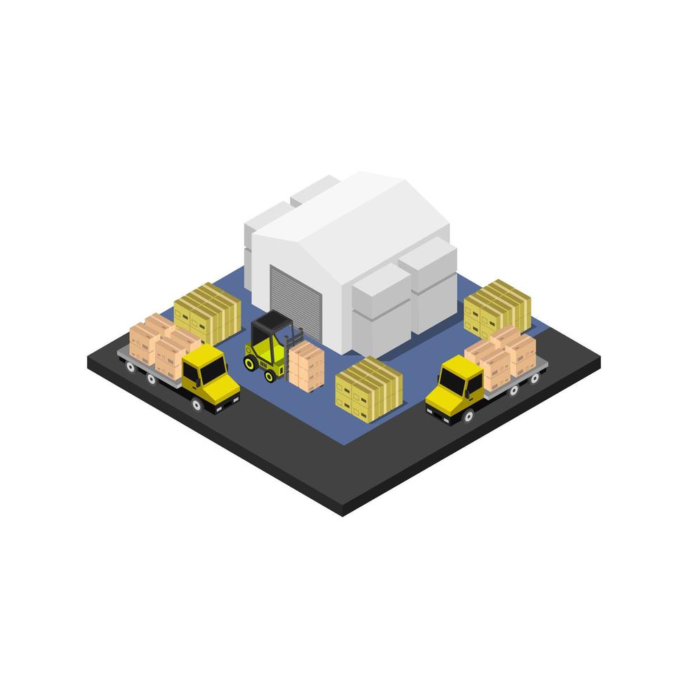 Isometric Warehouse Illustrated On White Background vector