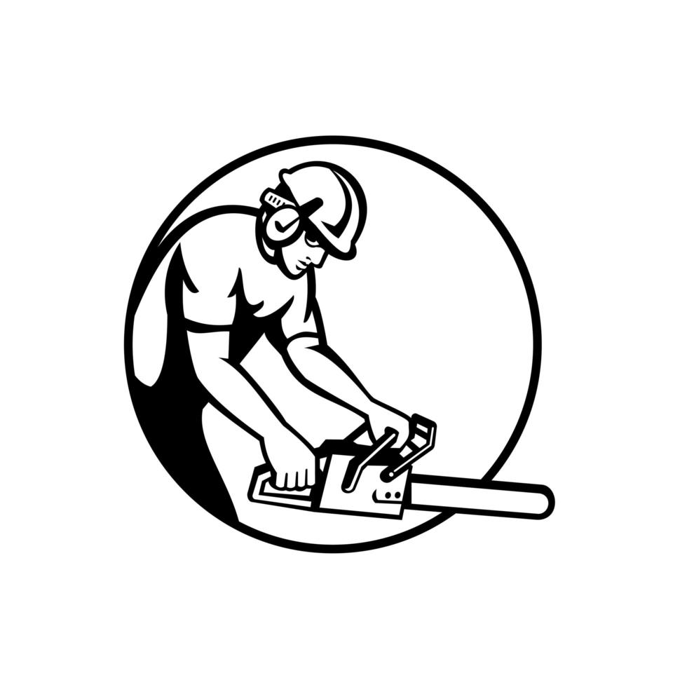 Arborist Tree Surgeon Lumberjack With Chainsaw Circle vector