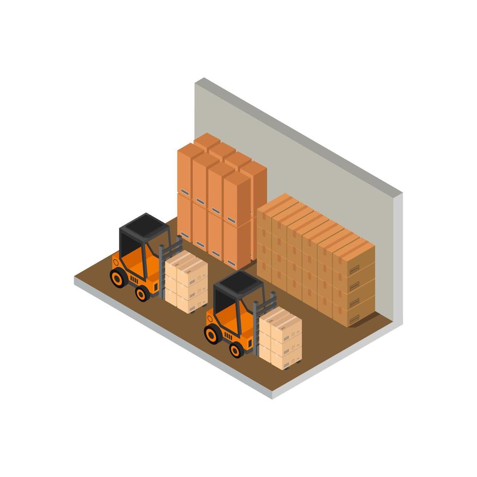 Isometric Warehouse Illustrated On White Background vector