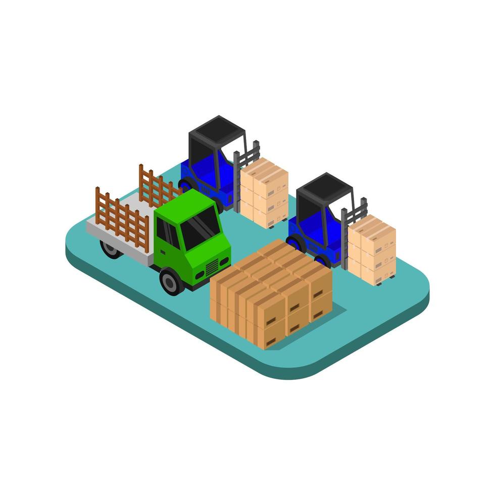 Isometric Warehouse Illustrated On White Background vector