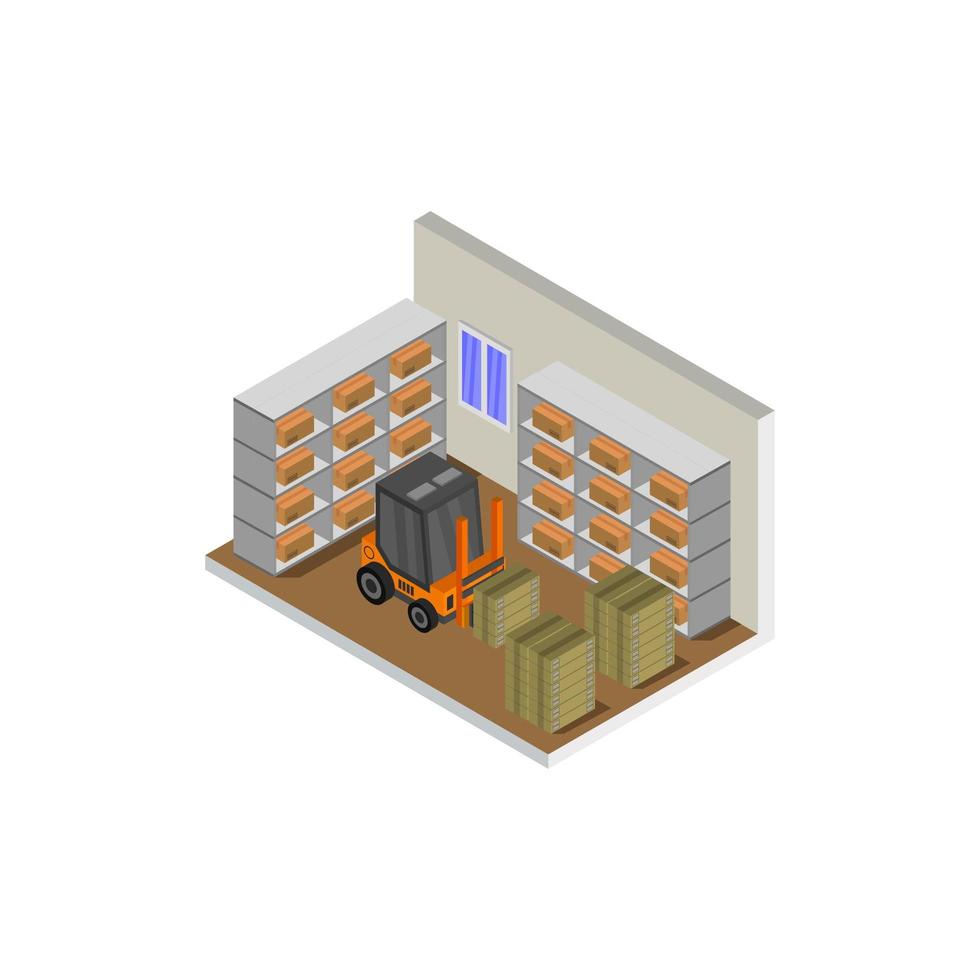 Isometric Warehouse Illustrated On White Background vector