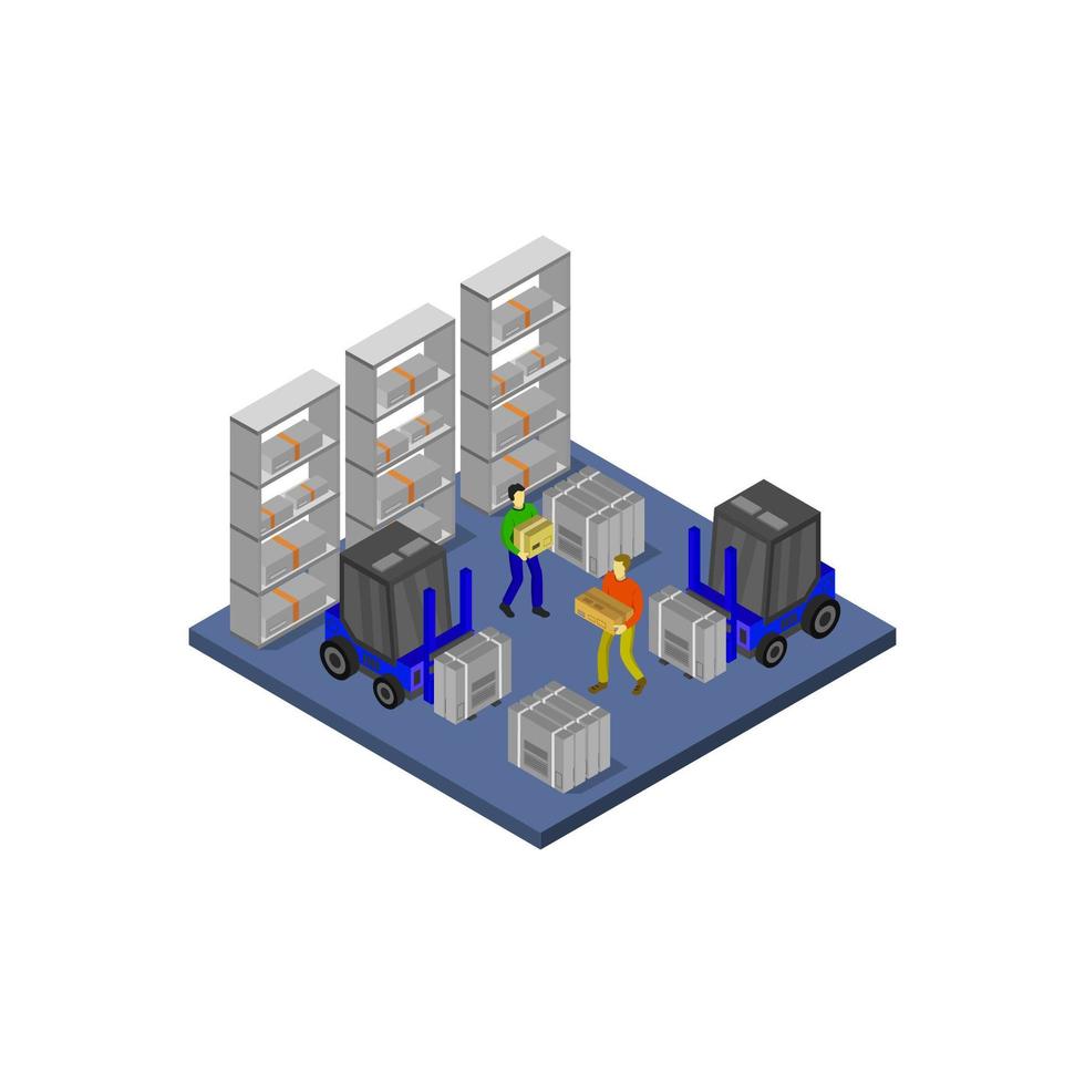 Isometric Warehouse Illustrated On White Background vector