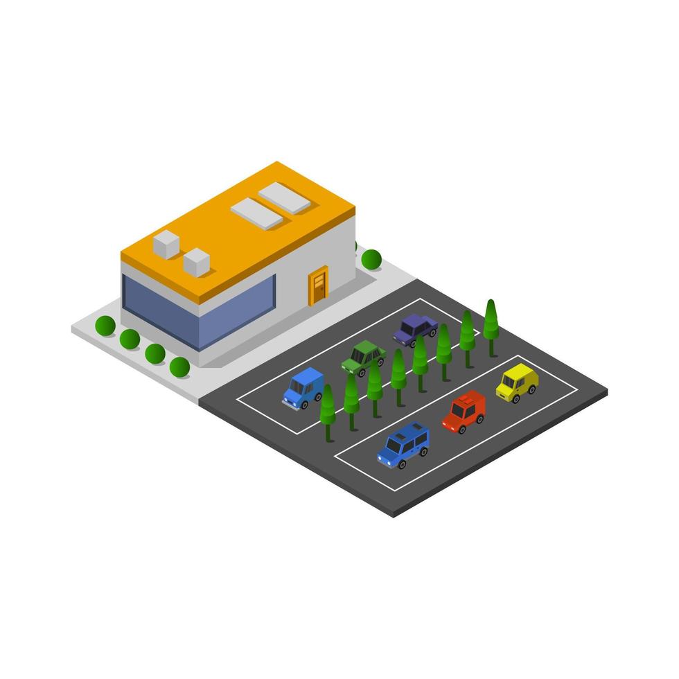 Isometric Shopping Mall and Market Center vector