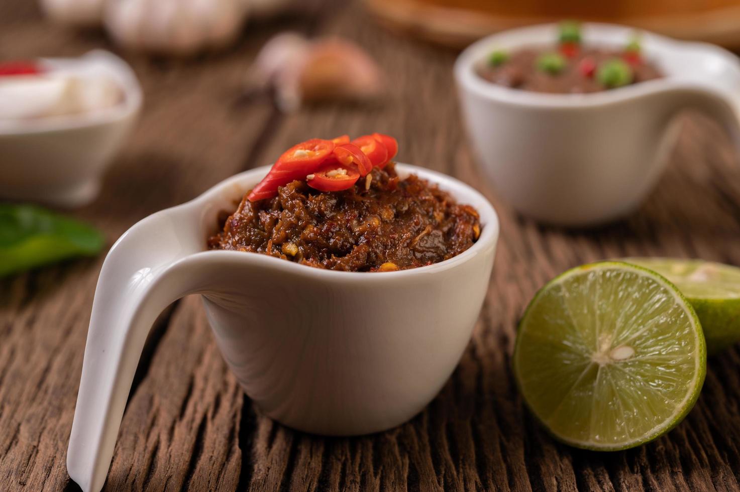 Nam phrik kapi with chili and lemon photo