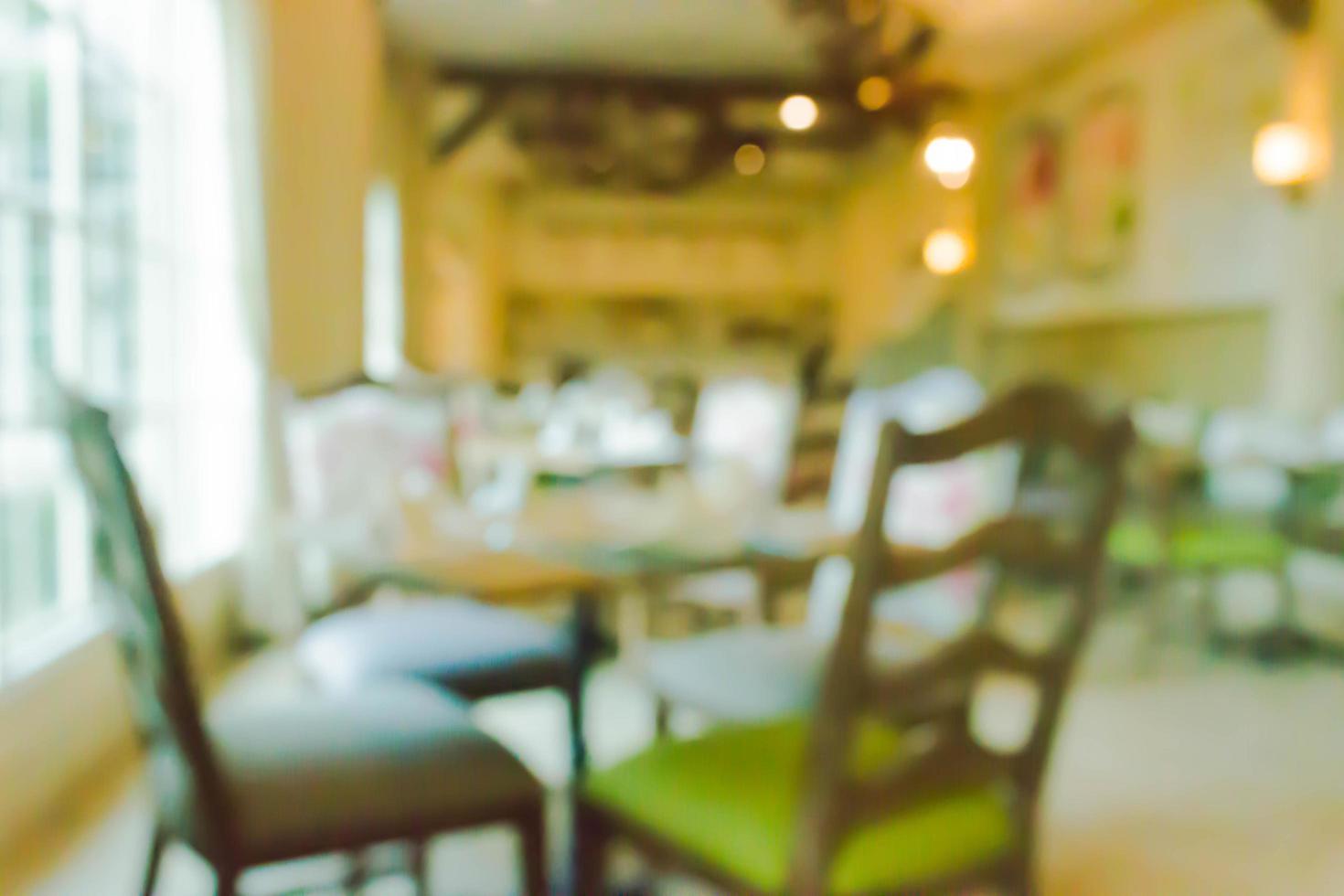 Blurred chairs and table in restaurant photo