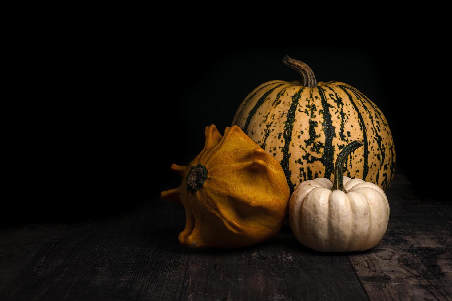 Pumpkins on dark background photo