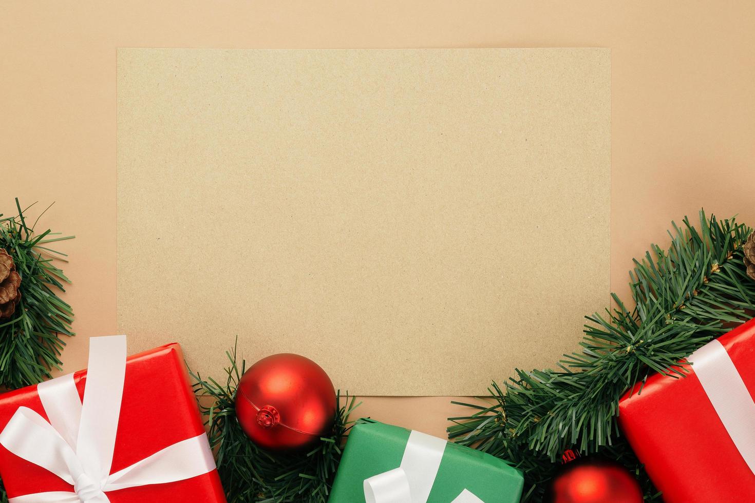 Kraft paper mock-up with Christmas decor photo