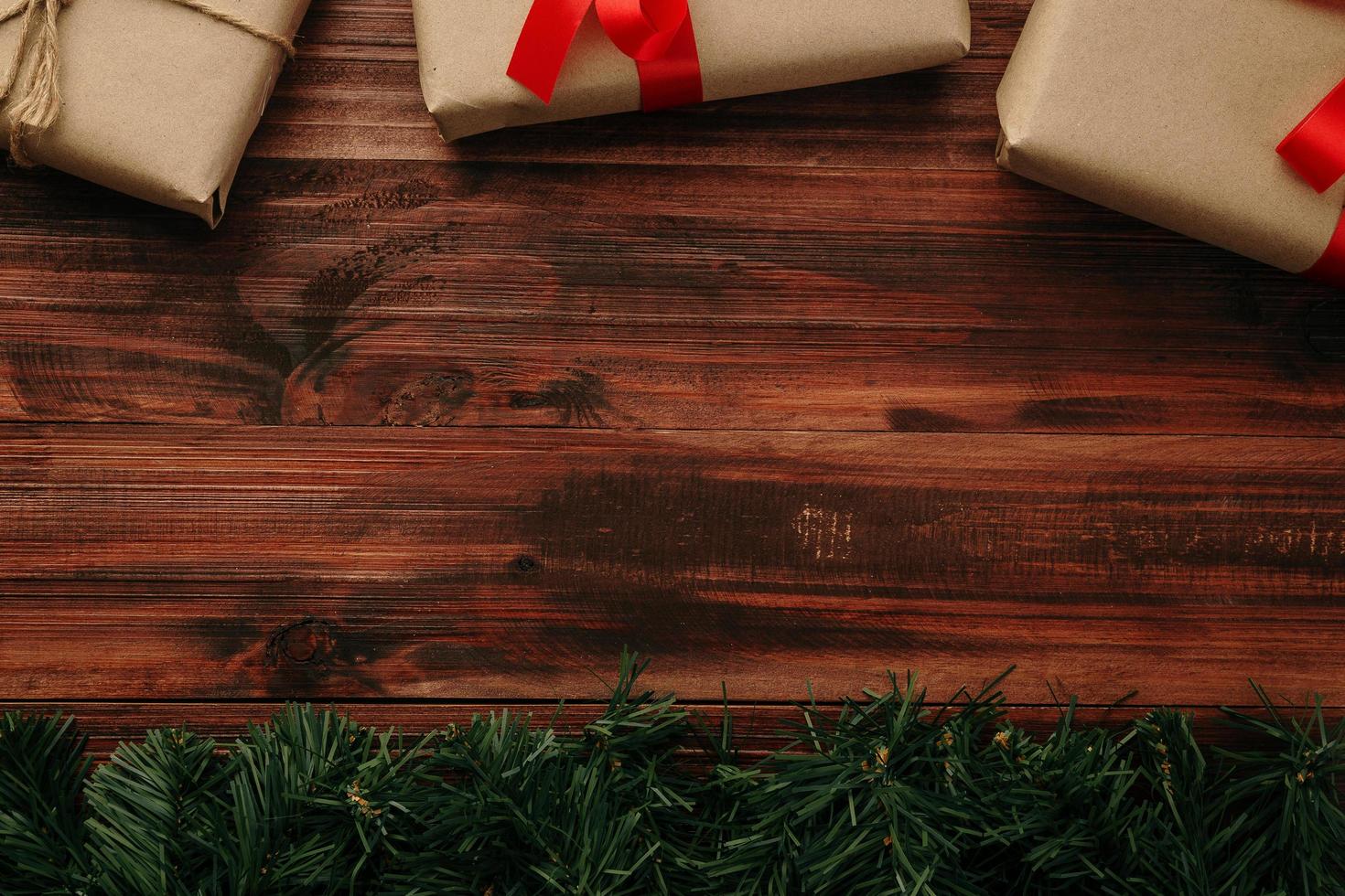 Christmas decor on wood table photo