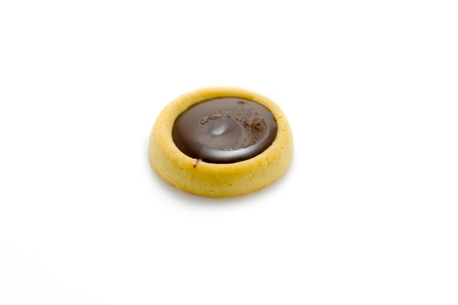 Chocolate cookie on white background photo