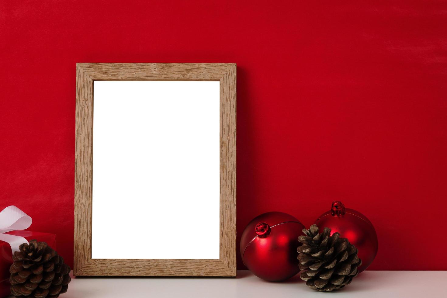 Wooden photo frame mock-up