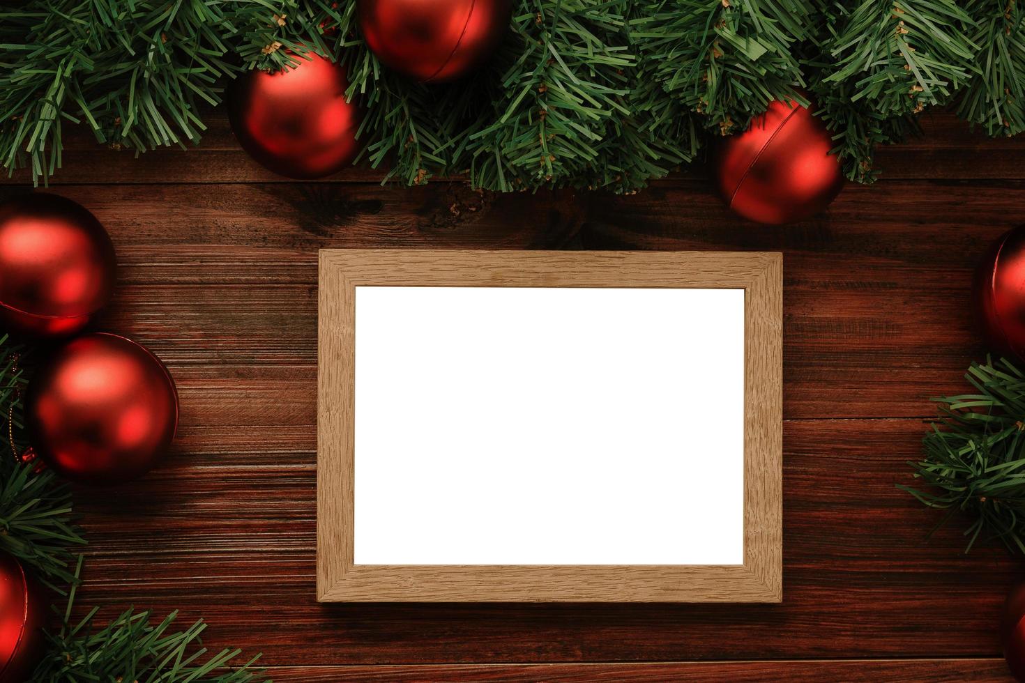 Wooden Christmas picture frame mock-up photo