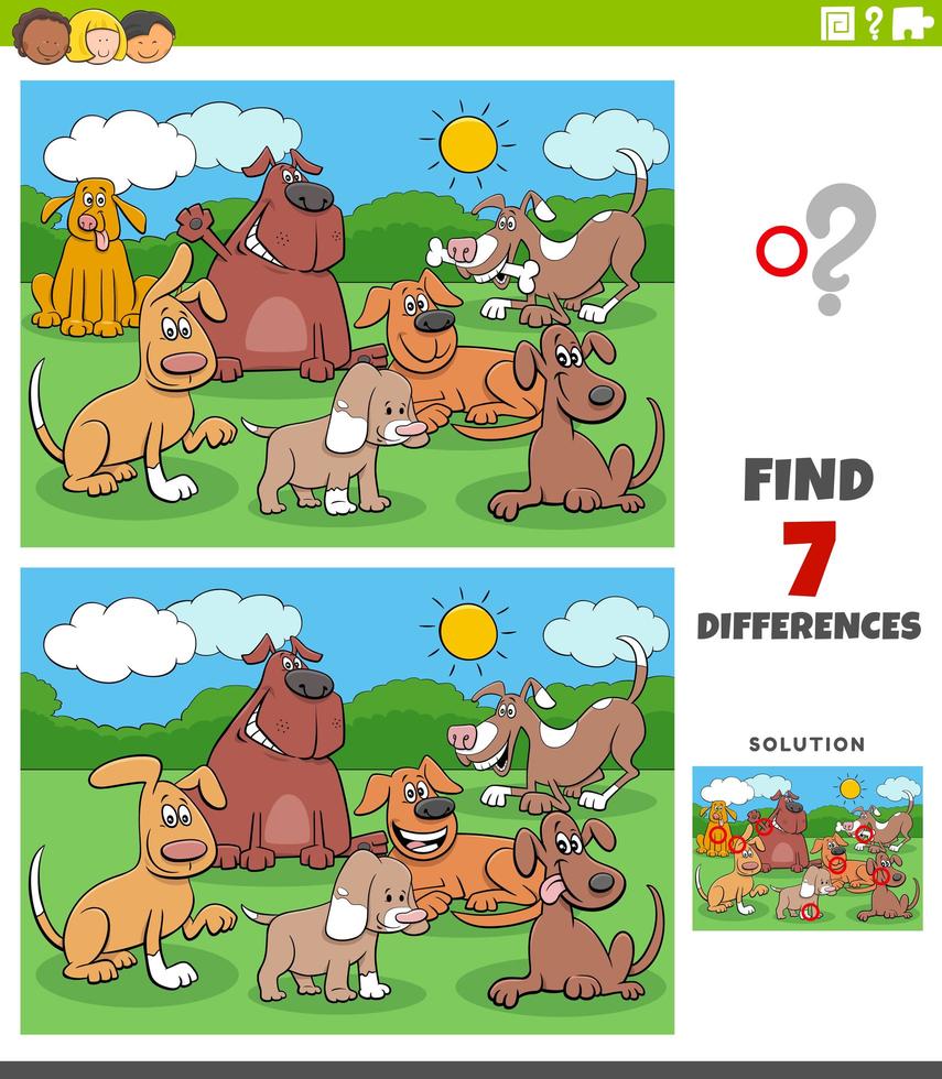 differences educational task with dogs group vector