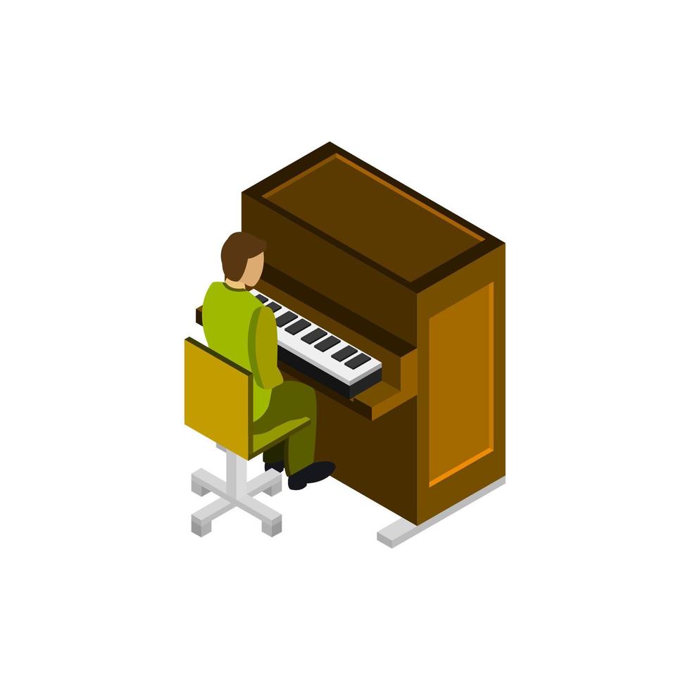 Boy Studying Piano On White Background vector