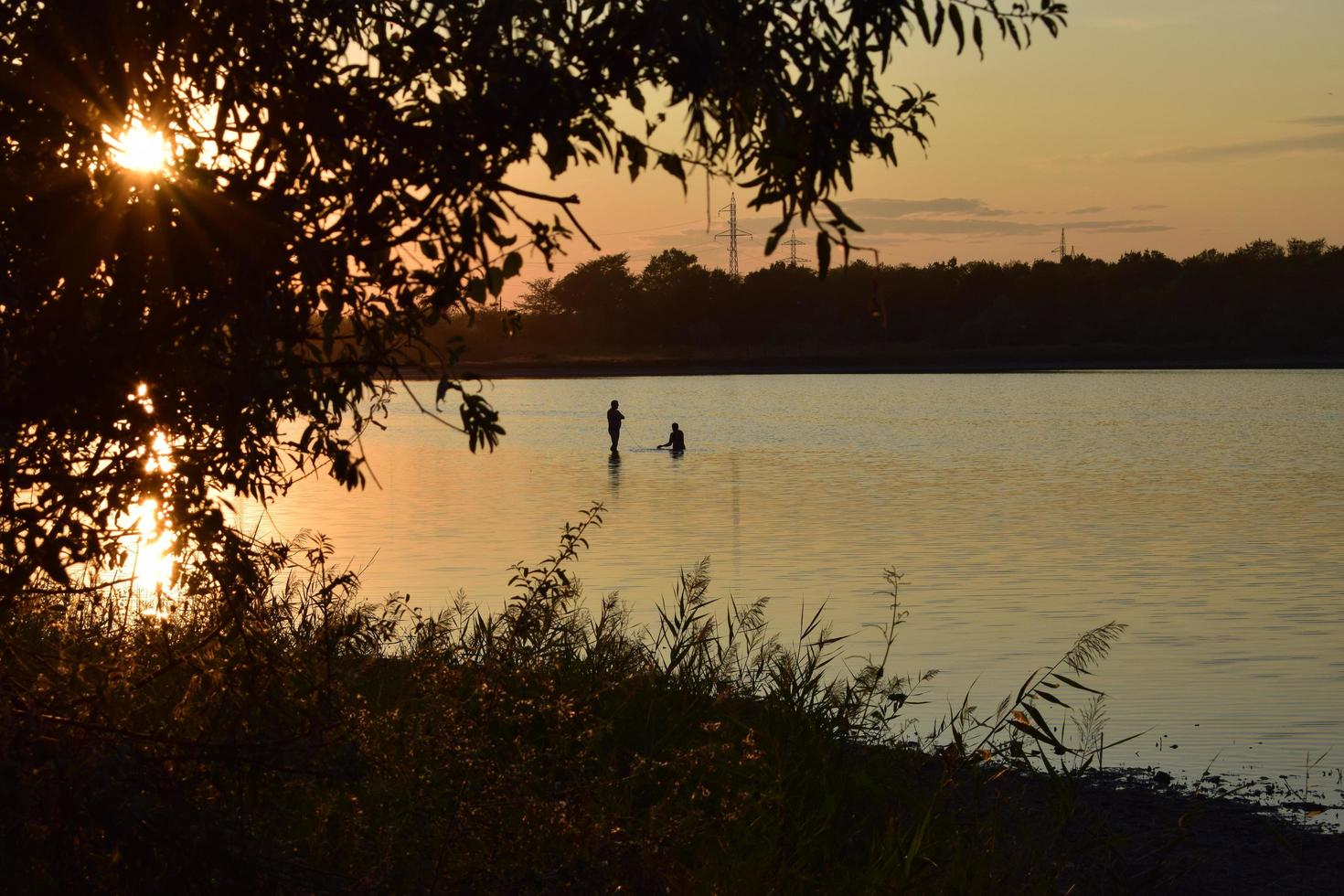 Sunset at lake photo