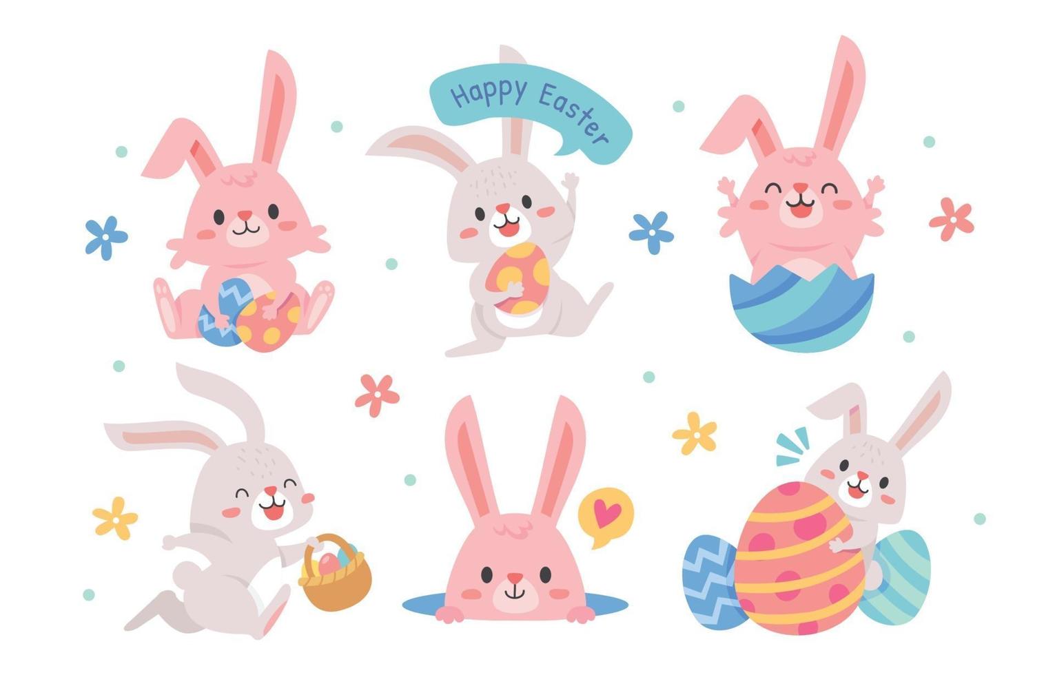 Cute Easter Bunny with A Happy Expression vector