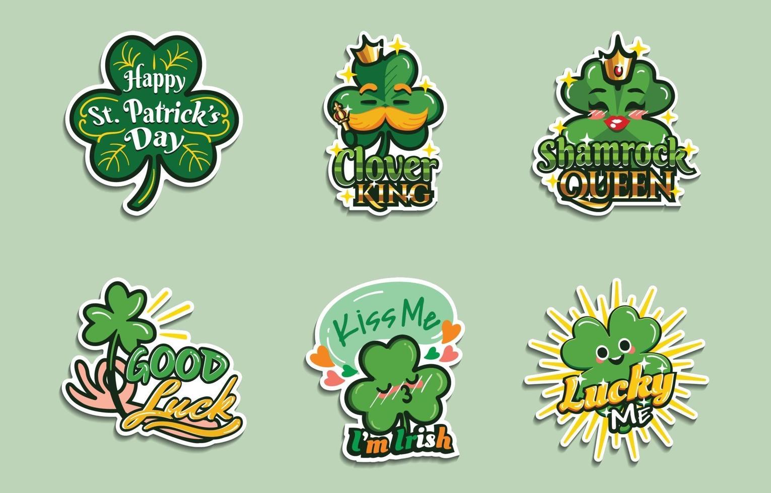 Saint Patrick's Day Clover Shamrock Stickers vector