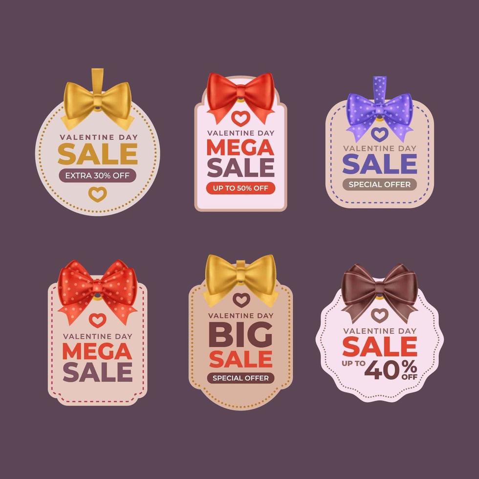 Set of Valentine Sale Retro Label vector