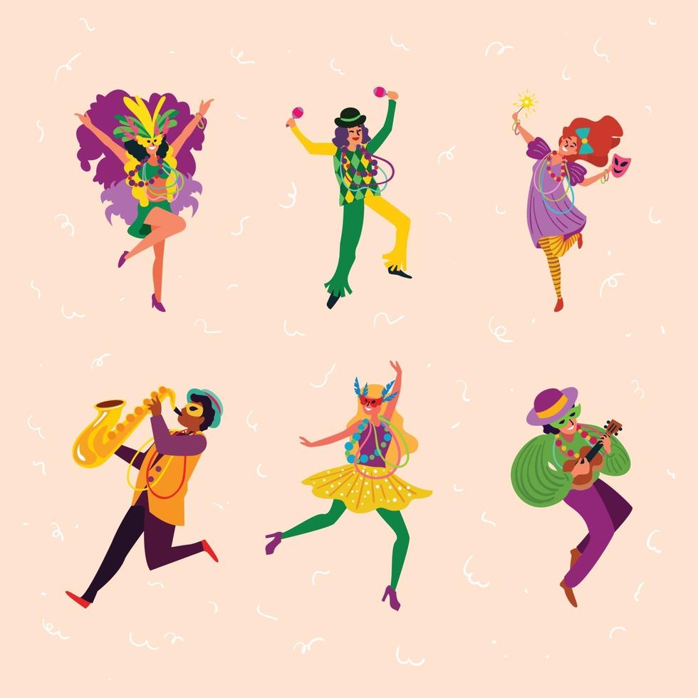 concepto de gente de carnaval de mardi gras vector