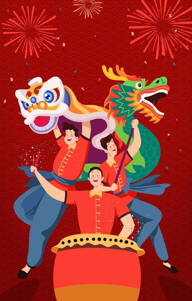 Chinese Dragon Dance vector