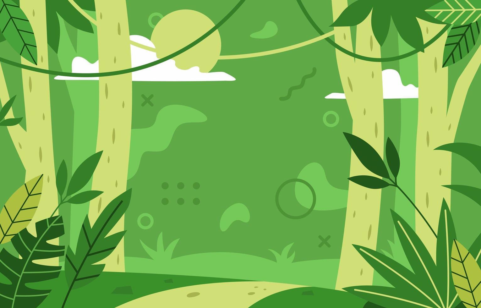 paisaje de bosque fresco fondo verde vector