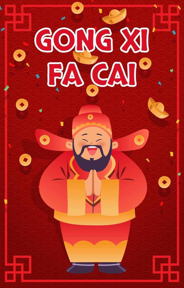 gong xi fa cai tarjetas de felicitación vector