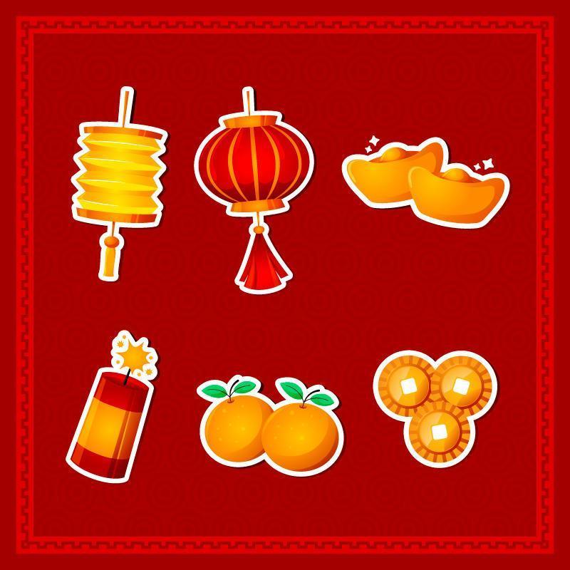 Chinese New Year Sticker Collection vector