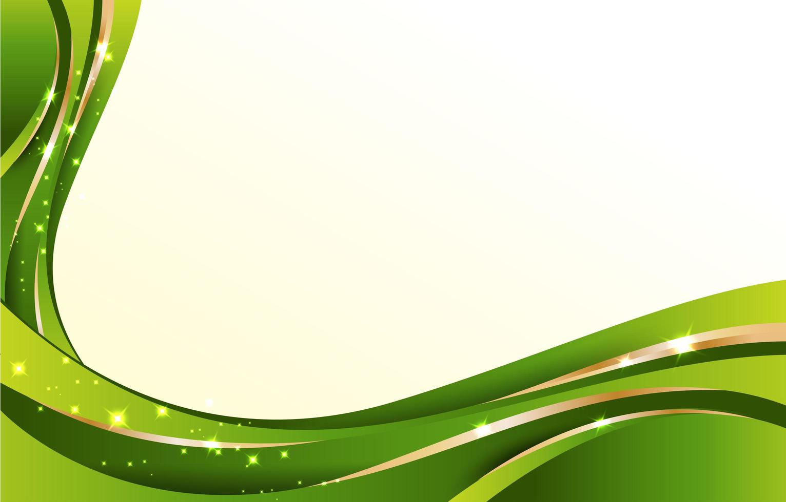 Abstract Green Background with Gold Wave Lines vector