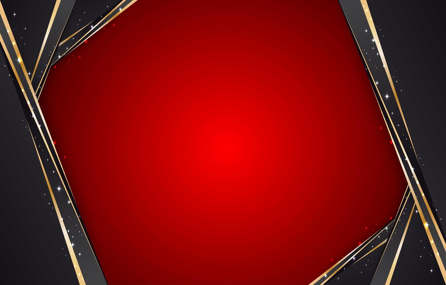 Abstract Red Background With Black And Gold Frame vector