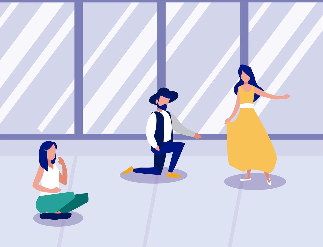 group of people dancing at home, stay at home vector