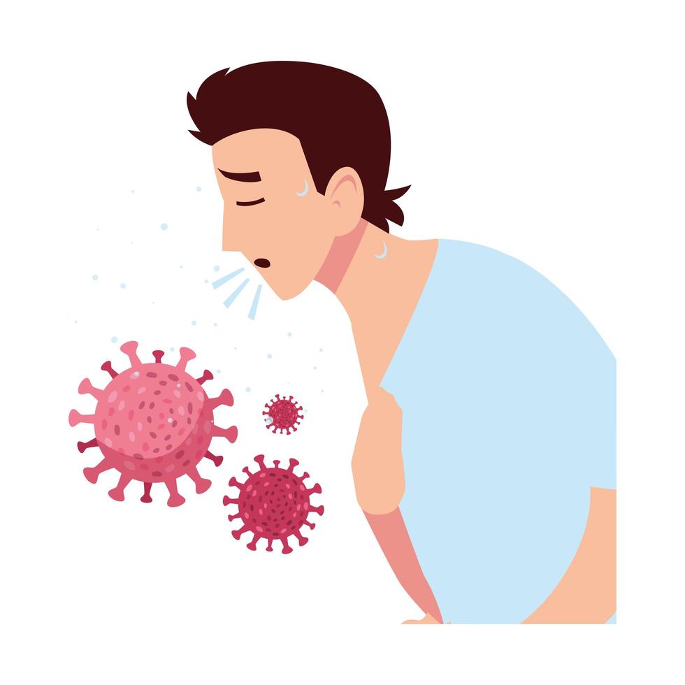 Man with dry cough feeling sick vector design