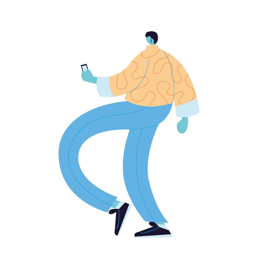 Man cartoon with smartphone vector design