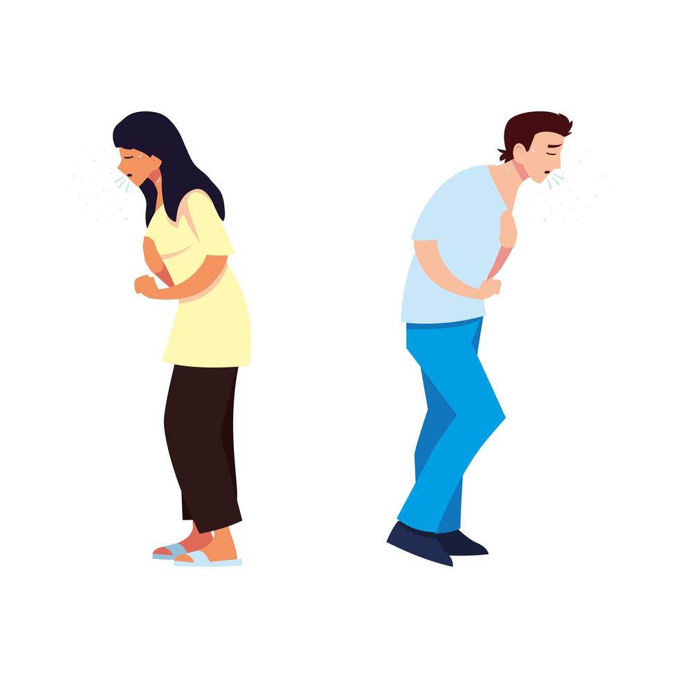 hombre y mujer sintiéndose enfermos diseño vectorial vector