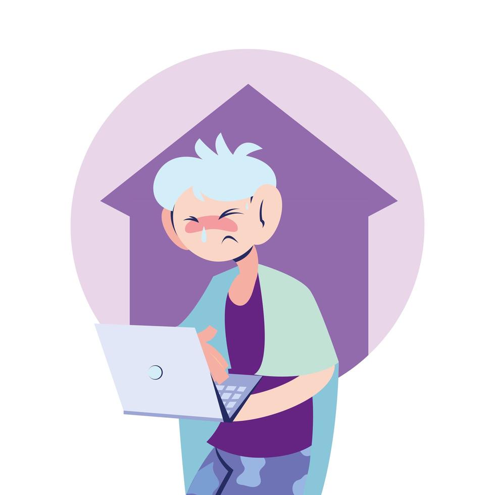 sick man working at home vector
