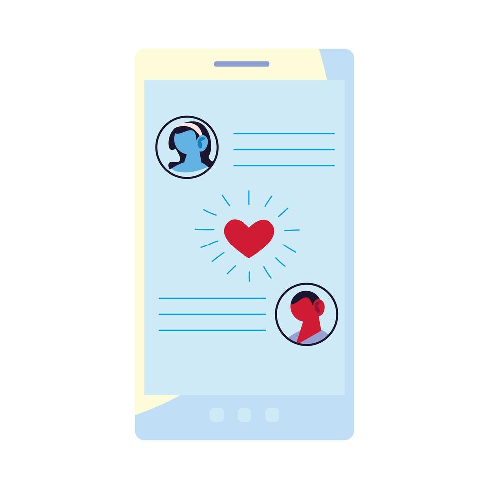 Chatting with smartphone man and woman avatar vector design