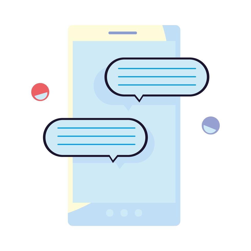 Chatting with smartphone and bubbles vector design