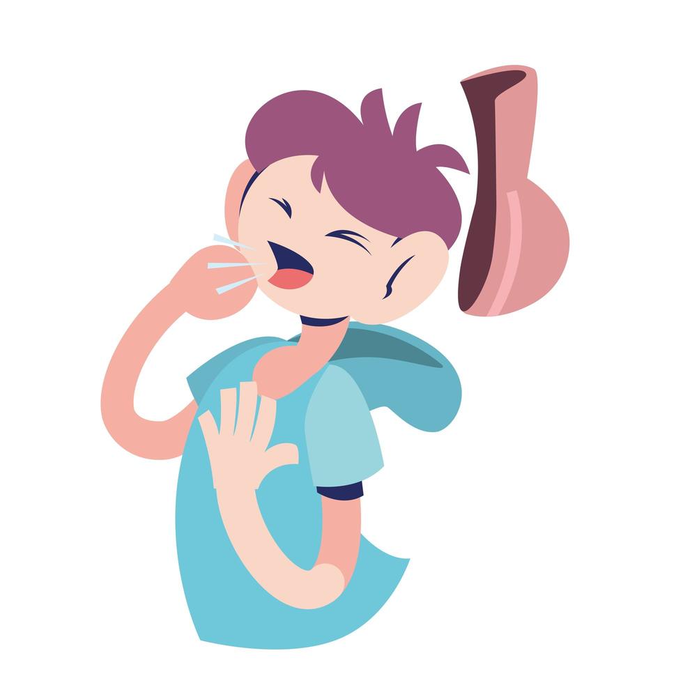 young man with virus symptoms vector