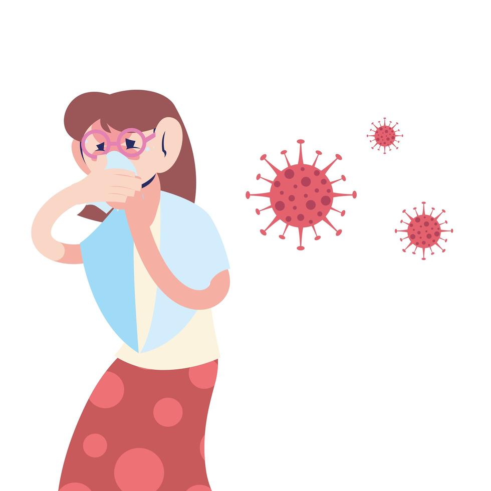 young woman with coronavirus symptoms vector