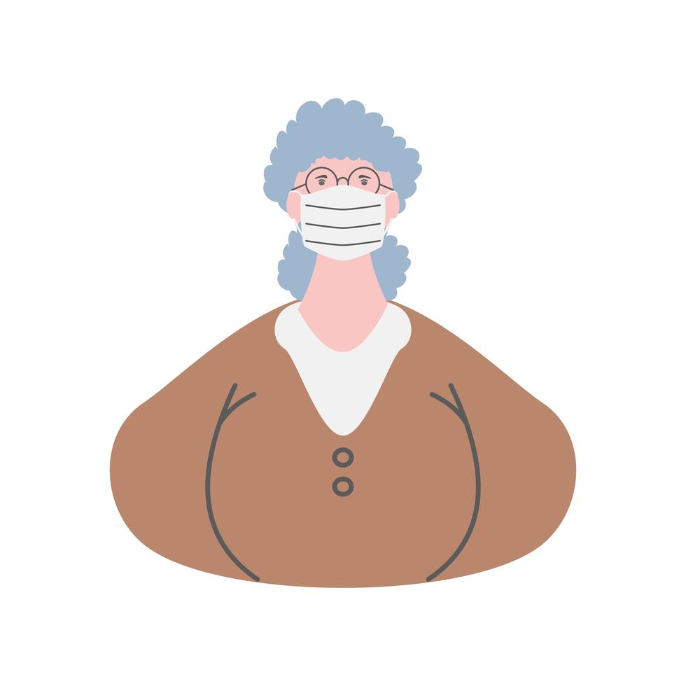 healthy woman in medical protection mask on white background vector