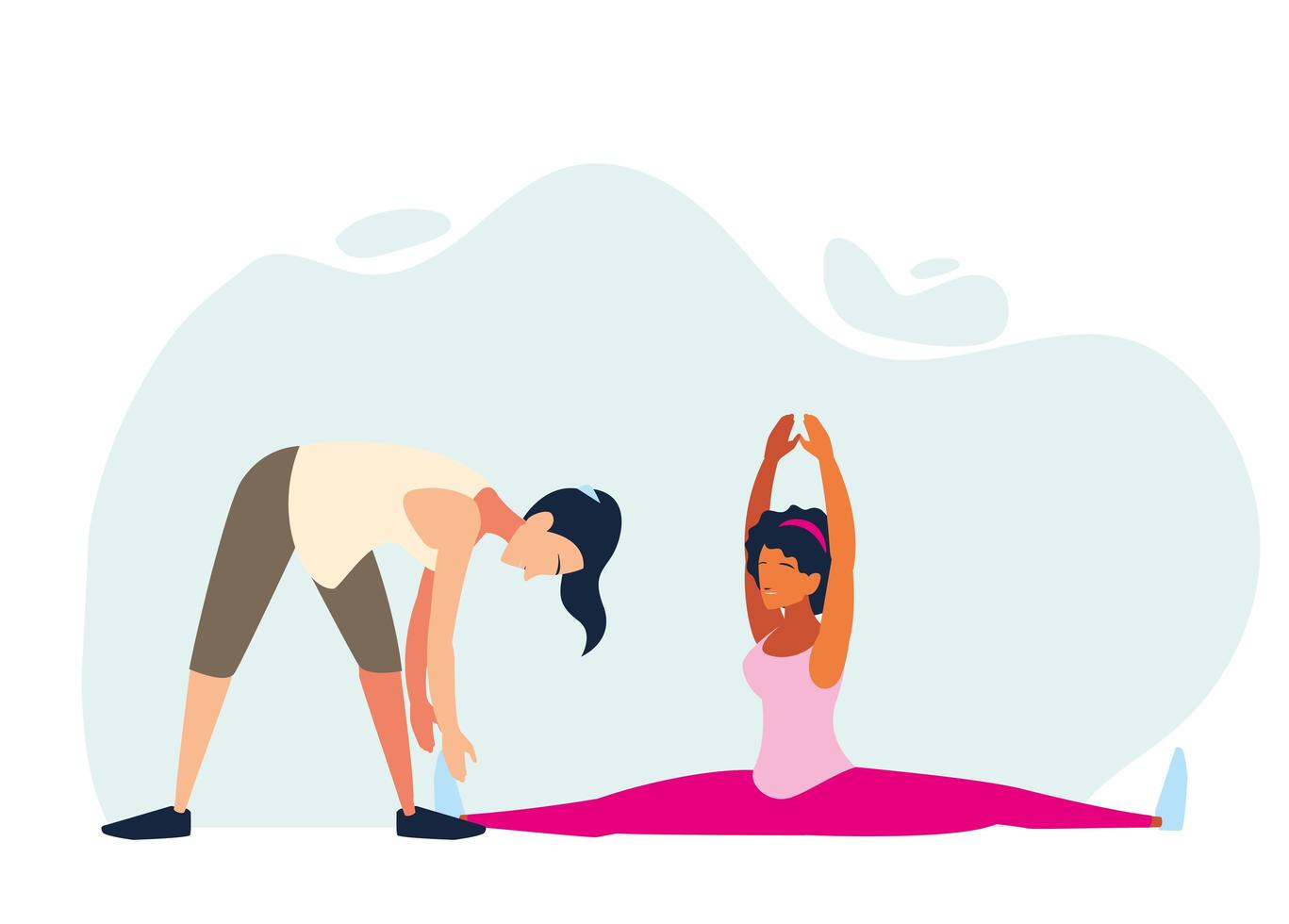 women doing stretching and strength exercise vector