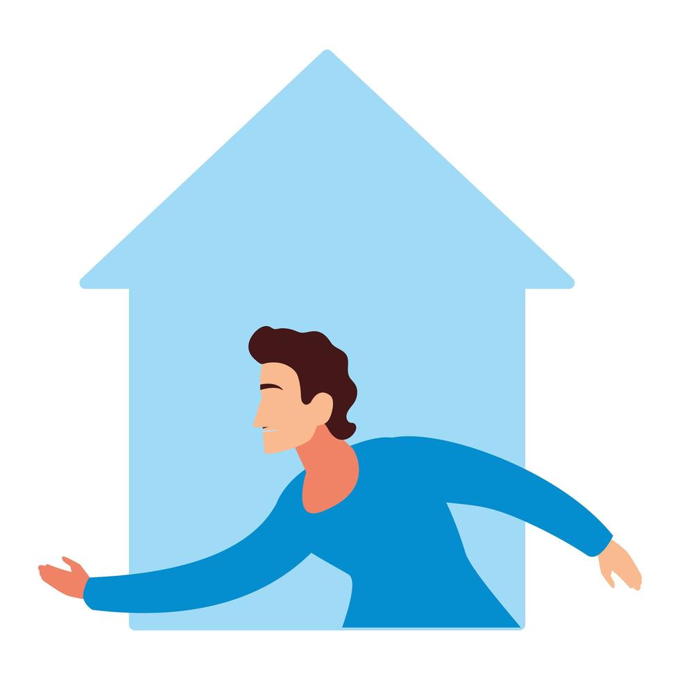 man doing stretching exercises at home vector