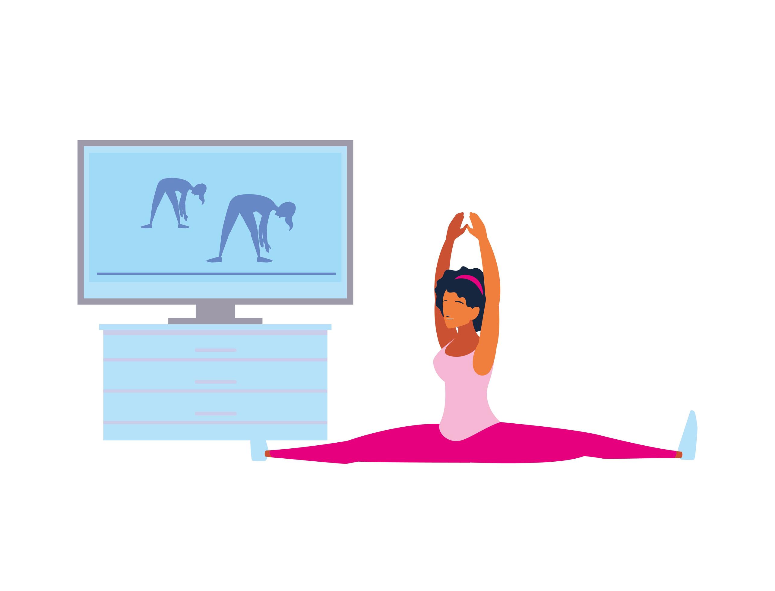 woman doing guided exercises on television 1915349 Vector Art at Vecteezy