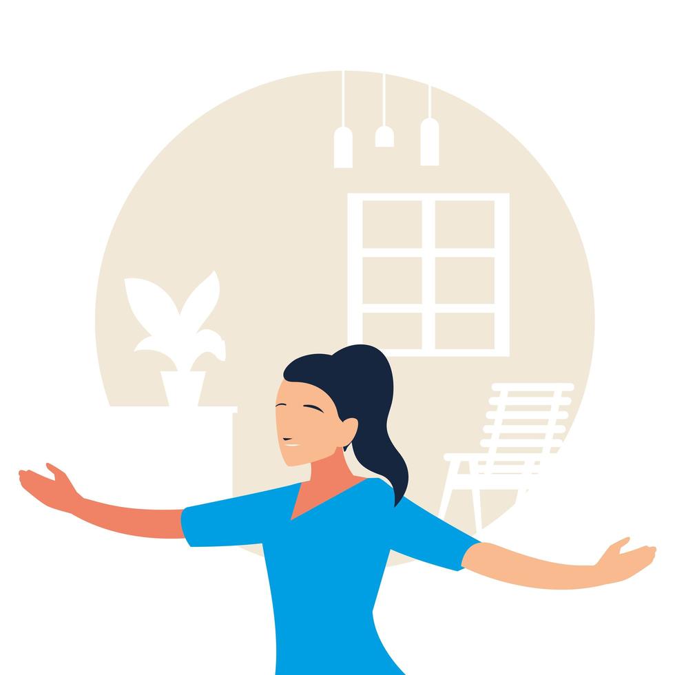 woman doing dance exercises at home vector