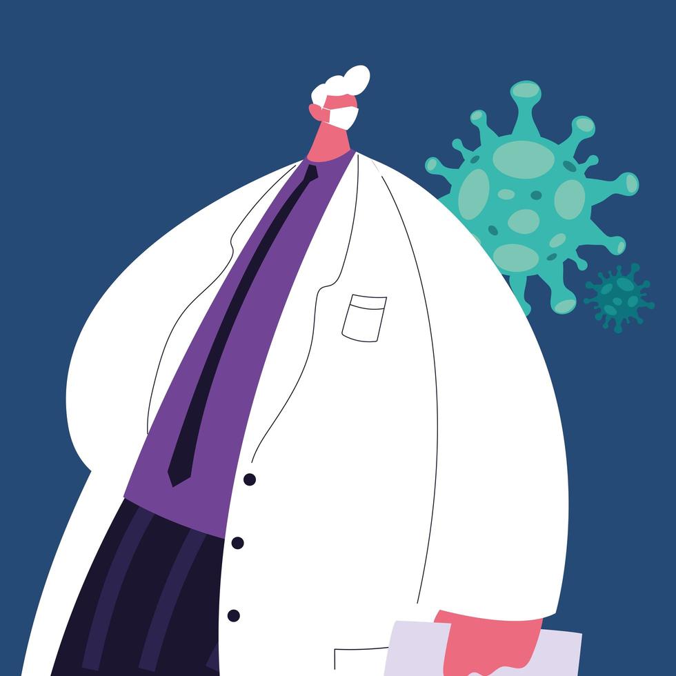 doctor wearing medical mask for covid19 vector