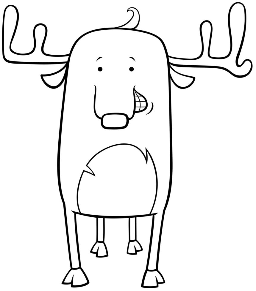 deer wild animal cartoon coloring book page vector